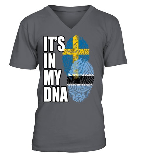 Botswana And Swedish Mix Heritage DNA Flag V-Neck T-shirt