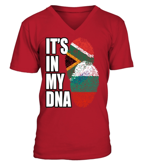Bulgarian And South African Mix Heritage DNA Flag V-Neck T-shirt