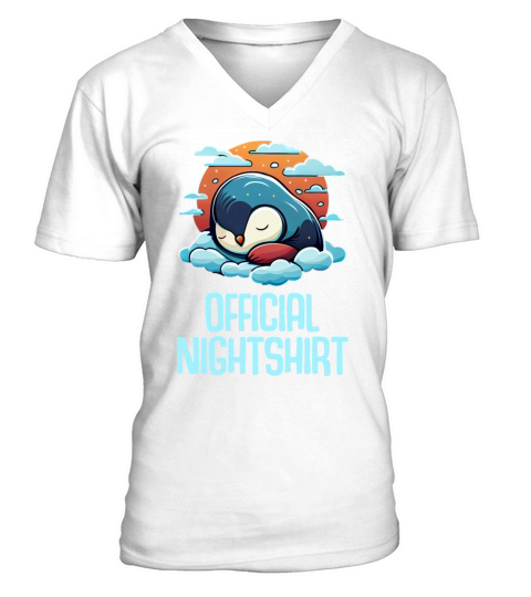 Cute Penguin Sleepshirt Nightwear Nightshirt Sleep V-Neck T-shirt