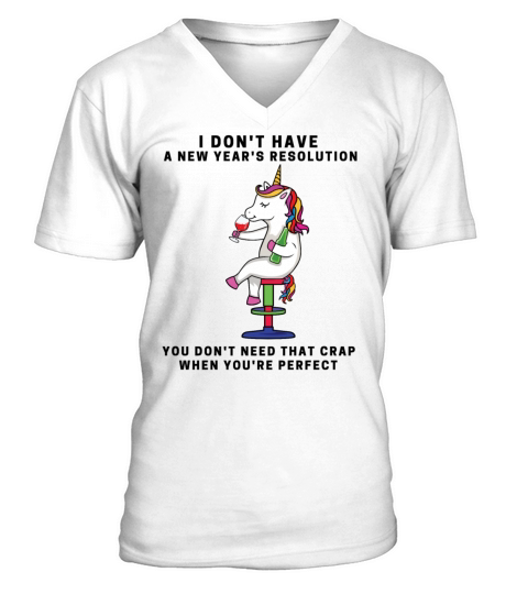 Cute unicorn drinking wine V-Neck T-shirt