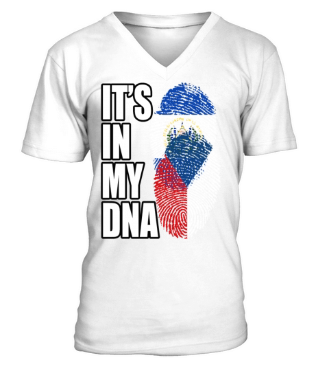 Czech And Salvadoran Mix Heritage DNA Flag V-Neck T-shirt