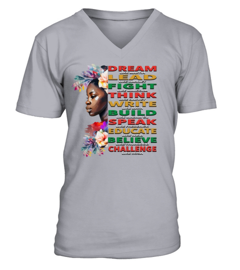 Dream Lead African American Black History Month V-Neck T-shirt
