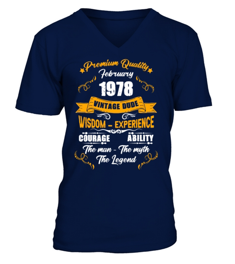 February 1978 Vintage Birthday Present V-Neck T-shirt