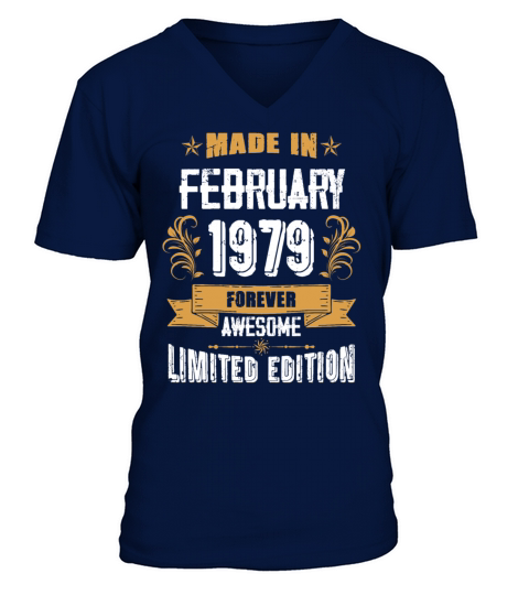 February 1979 Vintage Birthday Present V-Neck T-shirt
