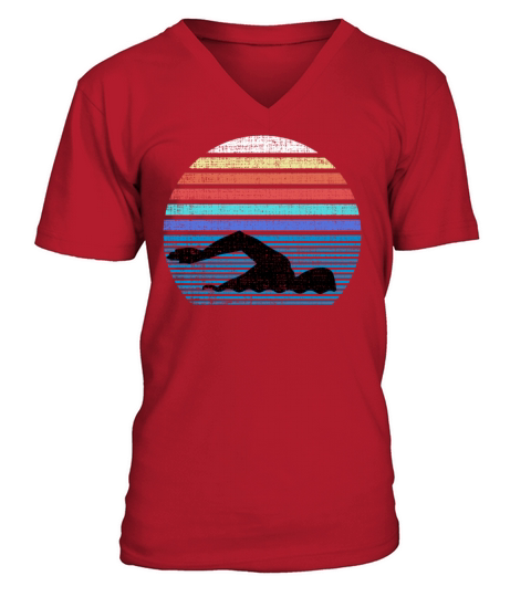Funny Vintage Retro Swim Swimmer Swimming 80s Gift V-Neck T-shirt