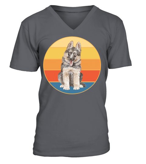 German Shepherd Dog Breed Vintage Retro Sunset V-Neck T-shirt