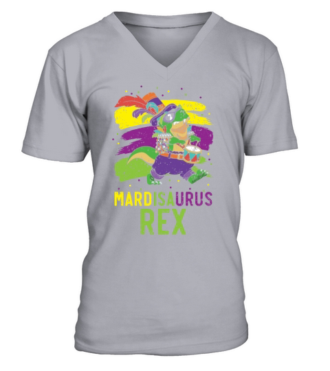Mardisaurus Rex Mardi Gras Party Dinosaur Lover V-Neck T-shirt