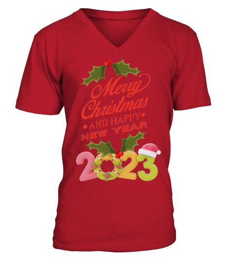 merry christmas and happy new year V-Neck T-shirt