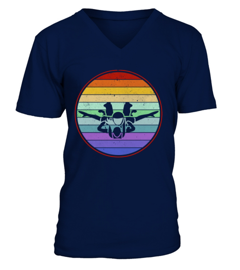 Retro Skydiving V-Neck T-shirt