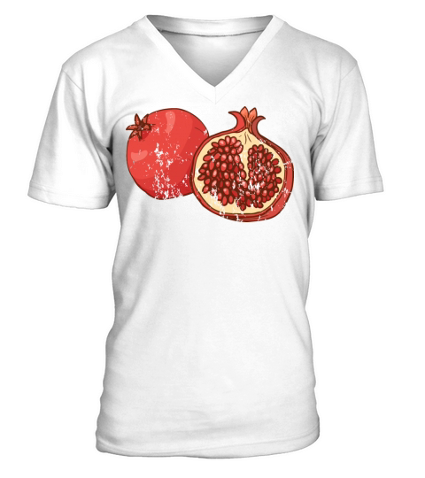 Retro Vintage Grunge Style Pomegranate V-Neck T-shirt
