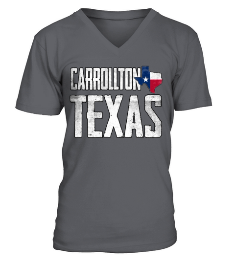 Vintage Carrollton Texas Flag V-Neck T-shirt