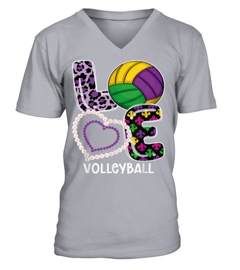 Volleyball Sport Mardi Gras Funny Festival Party V-Neck T-shirt