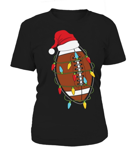 Football Christmas Lights Santa Hat Women's T-Shirt