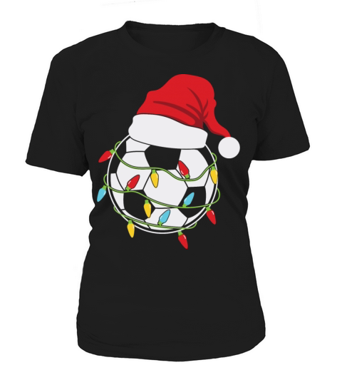 Soccer Christmas Lights Santa Hat Women's T-Shirt