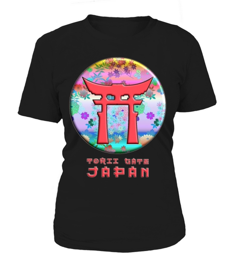 Torii Gate Shinto Japan Asian Floral Pattern Women's T-Shirt