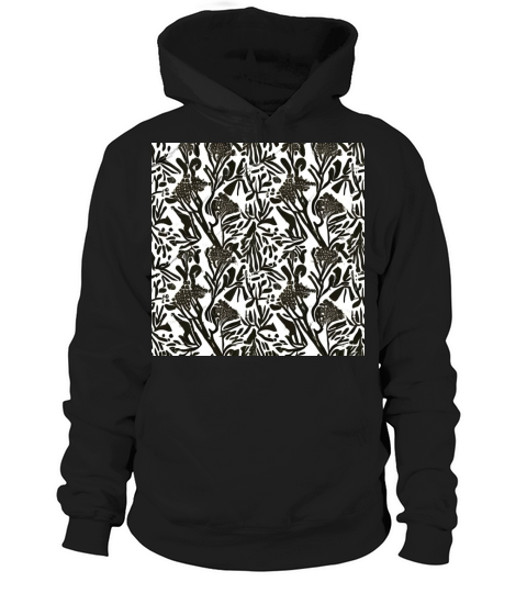 Black and white floral pattern Hoodie Unisex