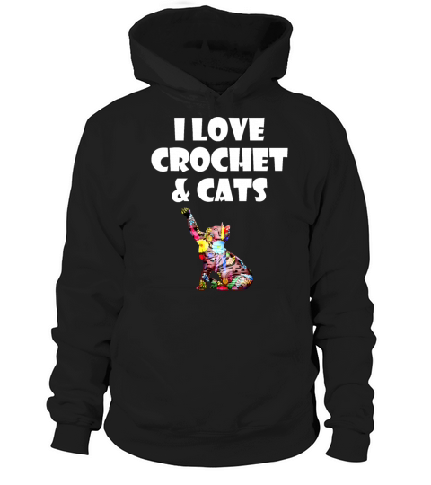Cat I Love Crochet Cats Embroidery Needlepoint Hoodie Unisex