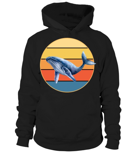 Cute Kawaii Whale Retro Sunset Vintage Ocean Hoodie Unisex