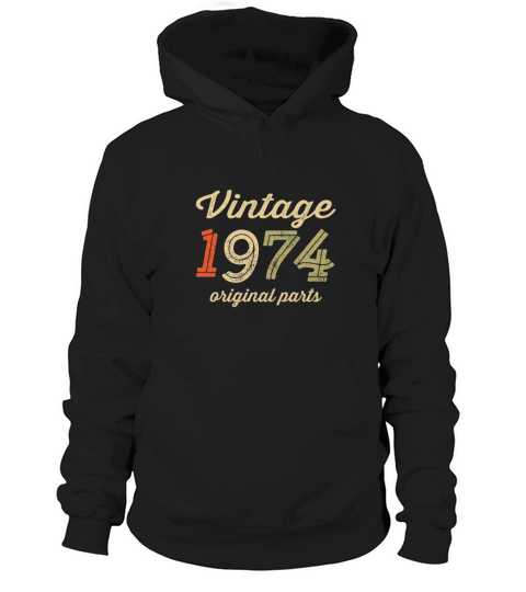 Vintage 1974 Original Parts Birthday Italic Dark Hoodie Unisex