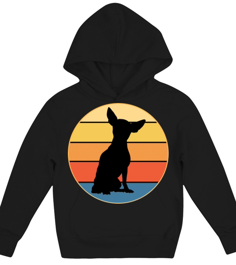 Cute Chihuahua Dog Breed Vintage Retro Sunset Kids Hoodie