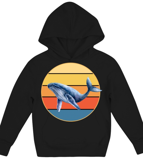 Cute Kawaii Whale Retro Sunset Vintage Ocean Kids Hoodie