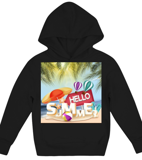 Hello Summer Beach Sea Water Kids Hoodie