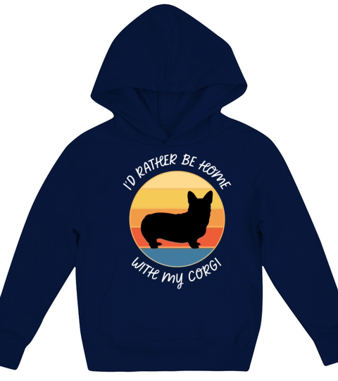 Id Rather Be Home With My Corgi Retro Sunset Kids Hoodie