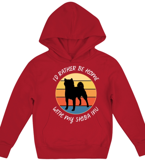 Id Rather Be Home With My Shiba Inu Retro Sunset Kids Hoodie