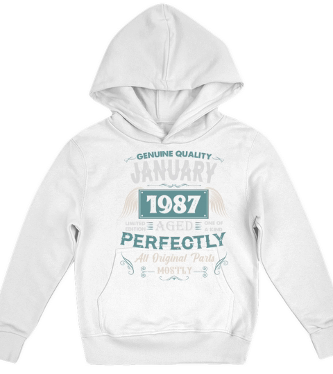 January 1987 Vintage Birthday Present Kids Hoodie