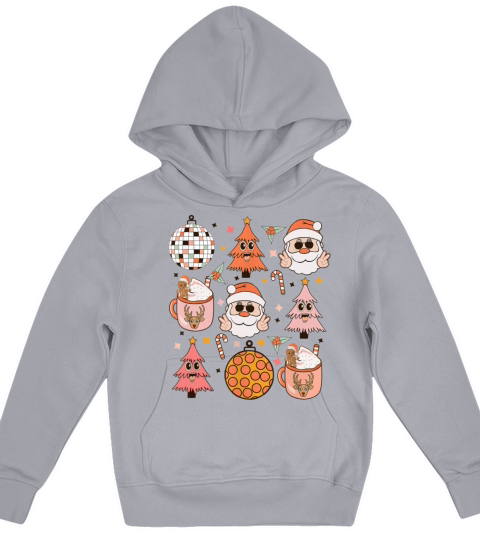 Merry Christmas Retro Vintage Groovy Christmas With Santa Claus Kids Hoodie