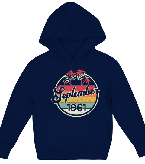 Vintage 80s September 1961 60th Birthday Gift Idea Kids Hoodie
