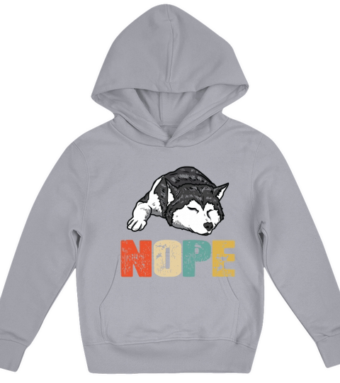 Vintage Nope Funny Siberian Husky Dog Lover Kids Hoodie