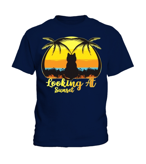A cat looks at the sunset Kids T-Shirt
