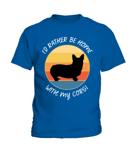 Id Rather Be Home With My Corgi Retro Sunset Kids T-Shirt
