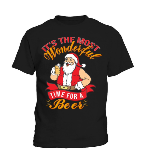 Most Wonderful Time For A Beer Retro Christmas Kids T-Shirt