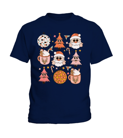 Merry Christmas Retro Vintage Groovy Christmas With Santa Claus Kids T-Shirt