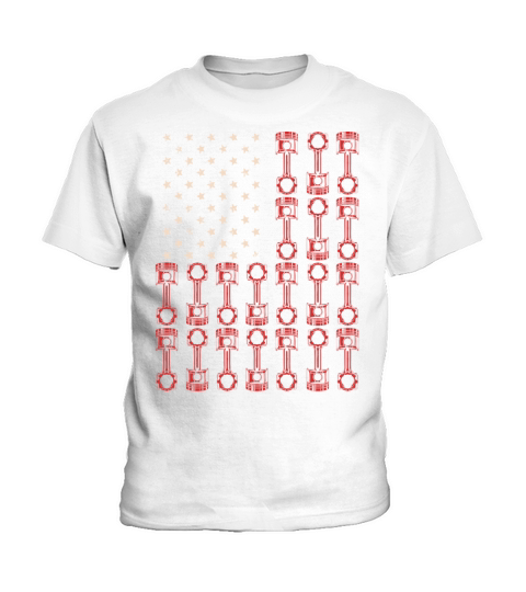 Vintage Vertical USA Piston for Auto Mechanic Kids T-Shirt