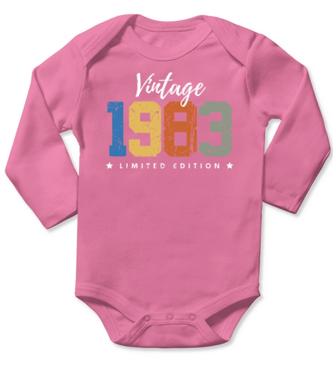 40 Years Vintage 1983 Retro 40th Birthday Long Sleeve Baby One-Piece