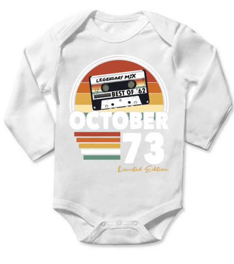 50th birthday vintage october 1973 limited edition Long Sleeve Baby One-Piece