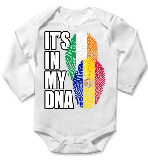 Andorran And Irish Mix Heritage DNA Flag Long Sleeve Baby One-Piece