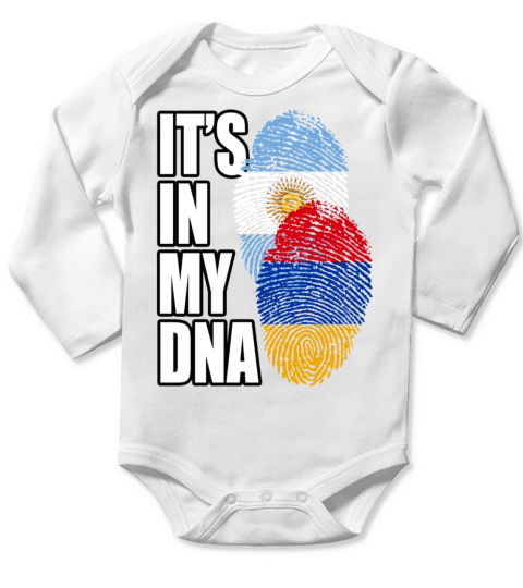 Armenian And Argentinian Mix Heritage DNA Flag Long Sleeve Baby One-Piece