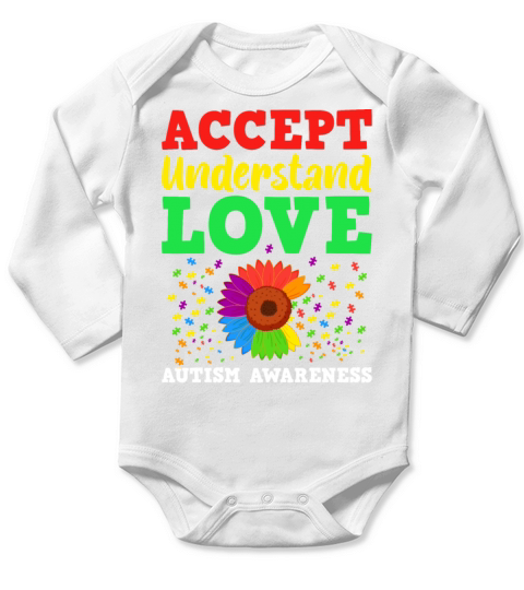 Autism Awareness Teacher Cute Teach Accept Underst Long Sleeve Baby One-Piece