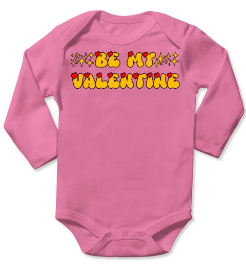 Be My Valentine Valentines Day Hearts Design Long Sleeve Baby One-Piece