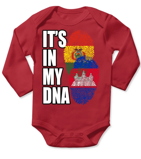 Cambodian And Bolivian Mix Heritage DNA Flag Long Sleeve Baby One-Piece