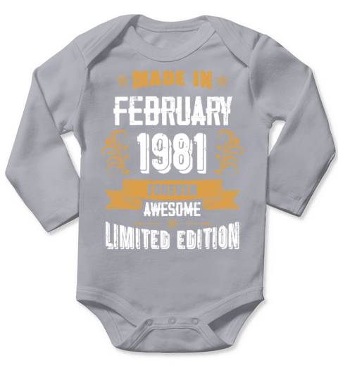 February 1981 Vintage Birthday Present Long Sleeve Baby One-Piece