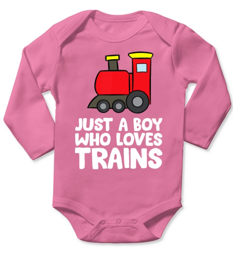 Just a Boy Who Loves Trains Long Sleeve Baby One-Piece