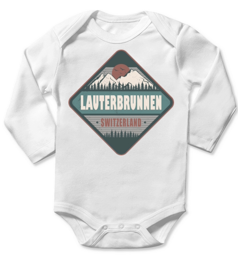 Lauterbrunnen Switzerland Vintage Hiking Design Long Sleeve Baby One-Piece
