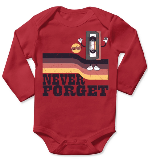Never Forget Floppy Disk VHS Tape Cassette Tape Long Sleeve Baby One-Piece