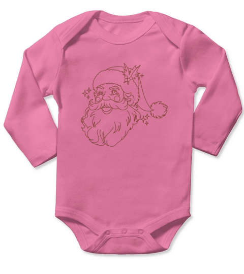 Merry Christmas retro vintage pink santa claus Long Sleeve Baby One-Piece