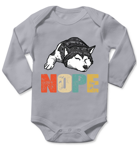 Vintage Nope Funny Siberian Husky Dog Lover Long Sleeve Baby One-Piece